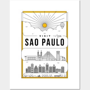 Sao Paulo Minimal Lineal Poster Posters and Art